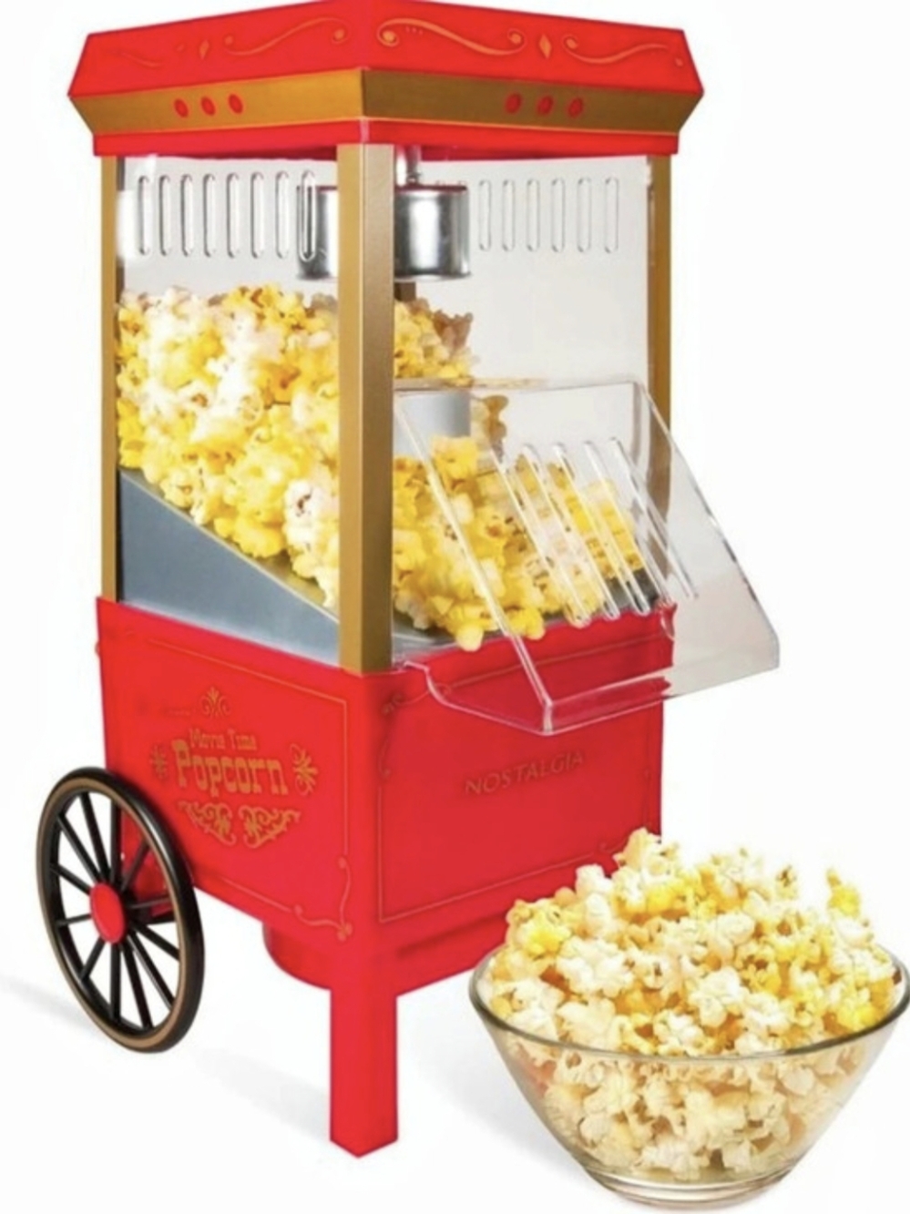 NWT Nostalgia Movie Time Compact Hot Air Popcorn Maker Red. New